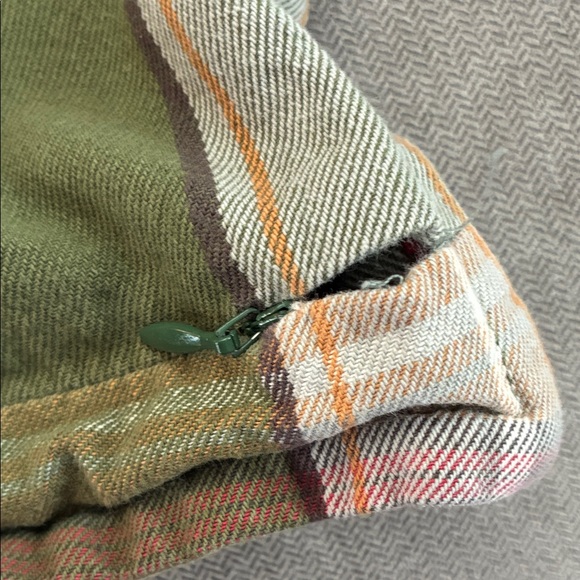 Pottery Barn Plaid Green Red Accent Pillow Slip Cover 22”x22” Flawed - Picture 8 of 8